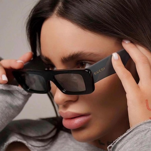 NEW GUCCI GG1331S 002 BLACK UNISEX RECTANGULAR SUNGLASSES GUCCI - Picture 10 of 14